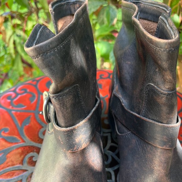 Frye Veronica Bootie Leather Moto Boots Distressed Brown - Picture 8 of 11